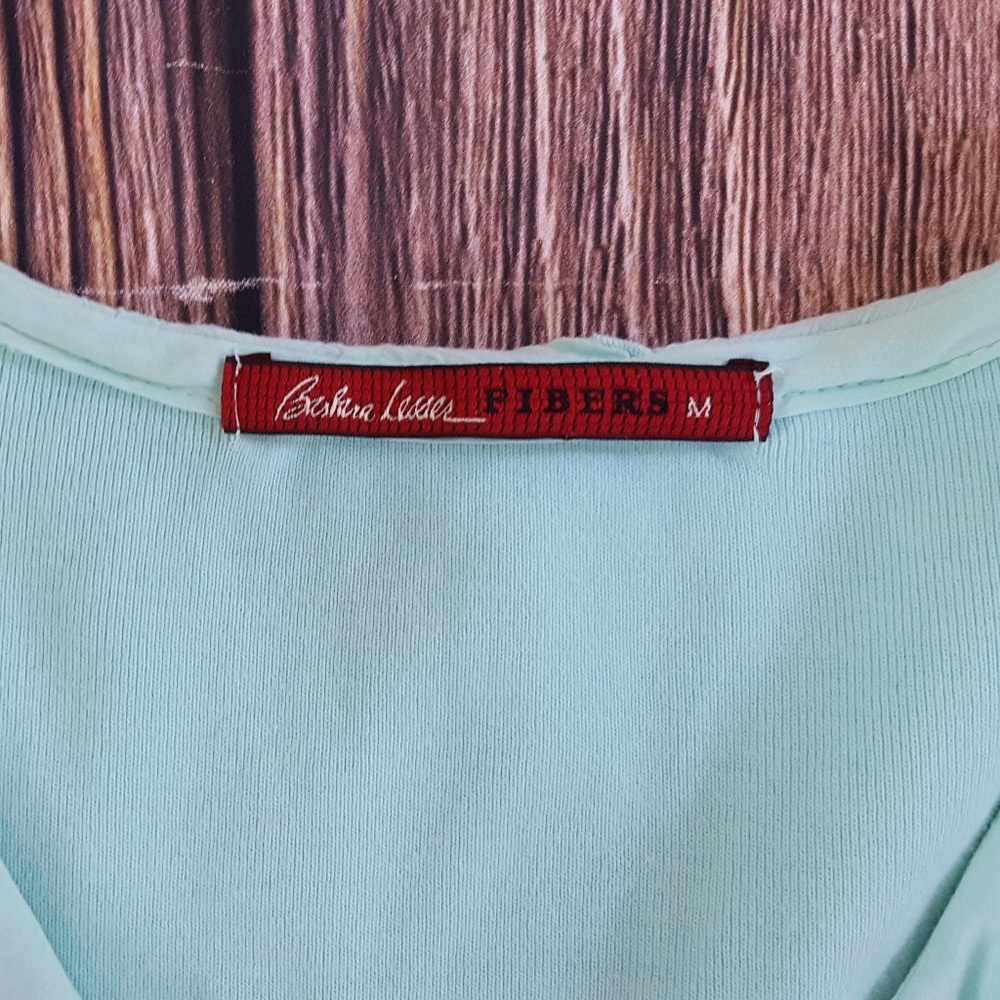 Barbara Lesser, Ruffle Trim V-Neck Top, Green, M - Picture 5 of 7